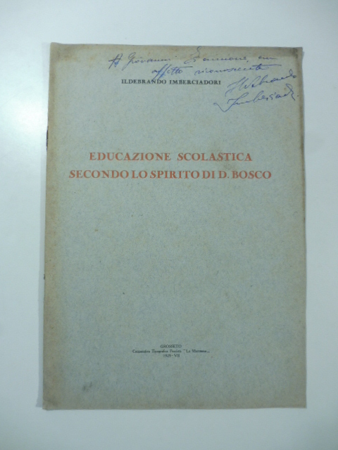 Educazione scolastica secondo lo spirito di D. Bosco