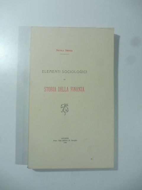 Elementi sociologici di storia della finanza