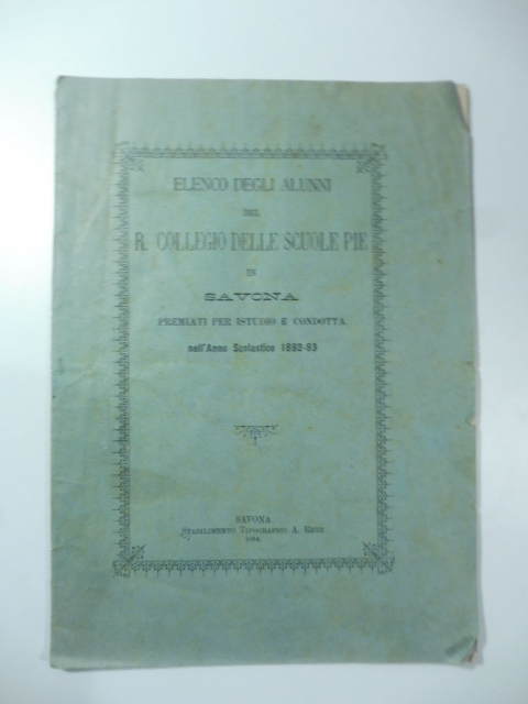 Elenco degli alunni del R. Collegio delle Scuole Pie in …