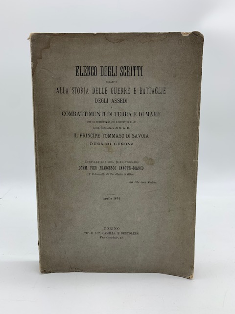 Elenco degli scritti relativi alla storia delle guerre e battaglie …
