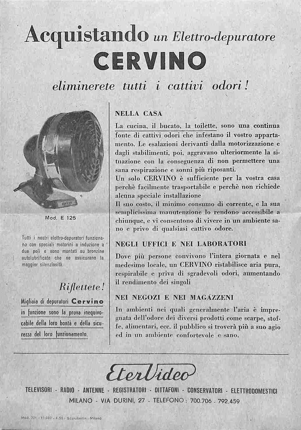 Elettro-depuratore Cervino (Foglio bubblicitario)