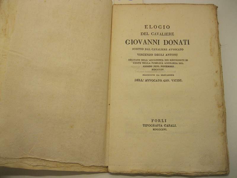 Elogio del cavaliere Giovanni Donati scritto da cavaliere avvocato Vincenzo …