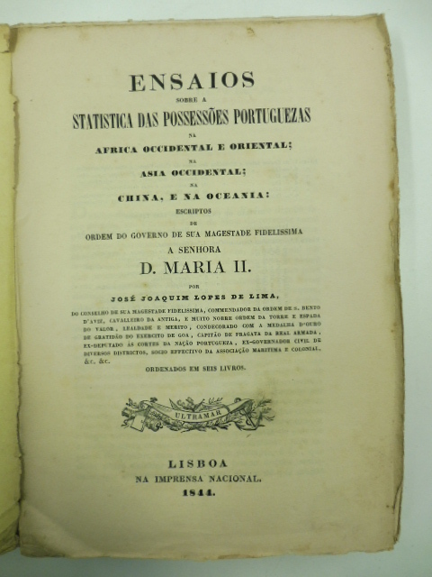 Ensaios sobre a statistica das possessoes portuguezas na Africa Occidental …