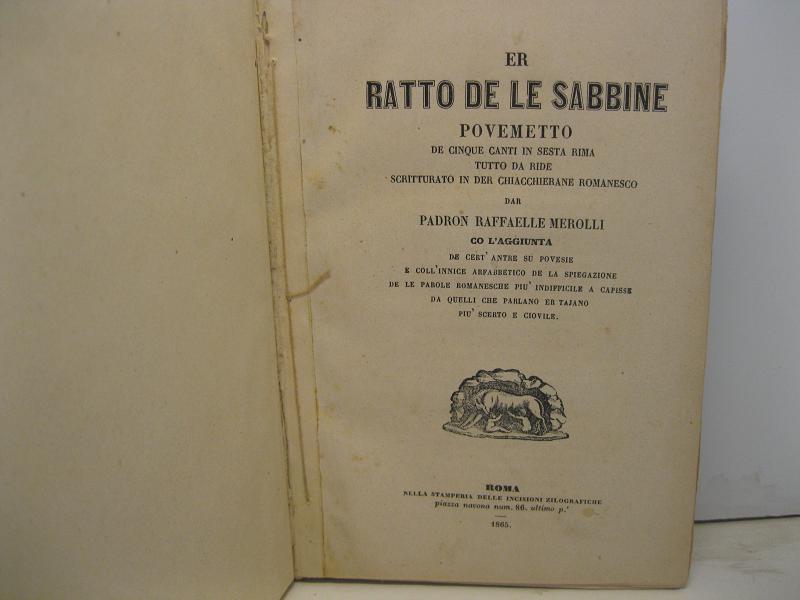 Er ratto de le sabbine povemetto de cinque canti in …