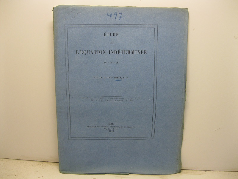 Etude sur l'equation inde'termine'e ax4 + by4 = cz2