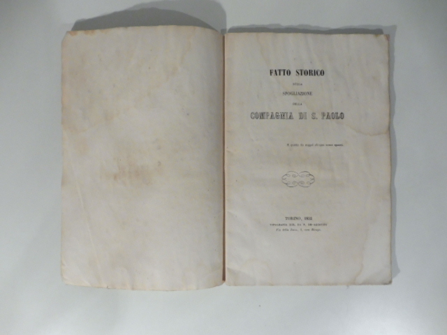 Fatto storico sulla spogliazione della compagnia di S. Paolo