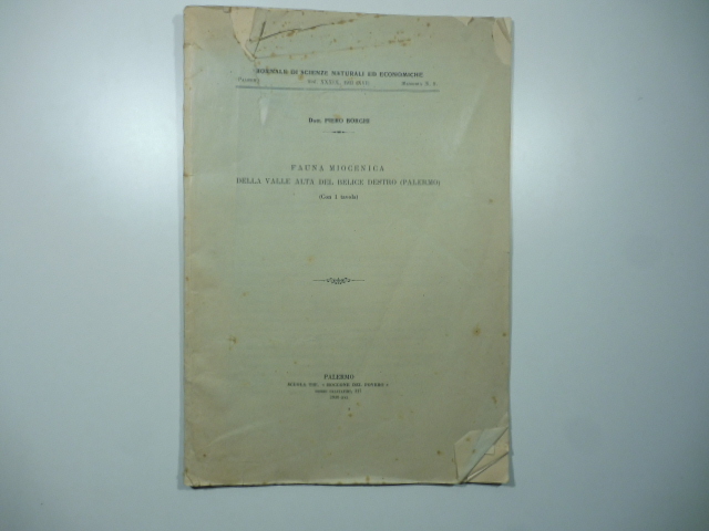 Fauna miocenica della Valle Alta del Belice destro (Palermo)