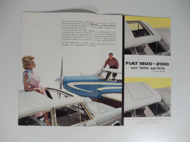 Fiat 1800-2100 con tetto apribile. Pieghevole pubblicitario