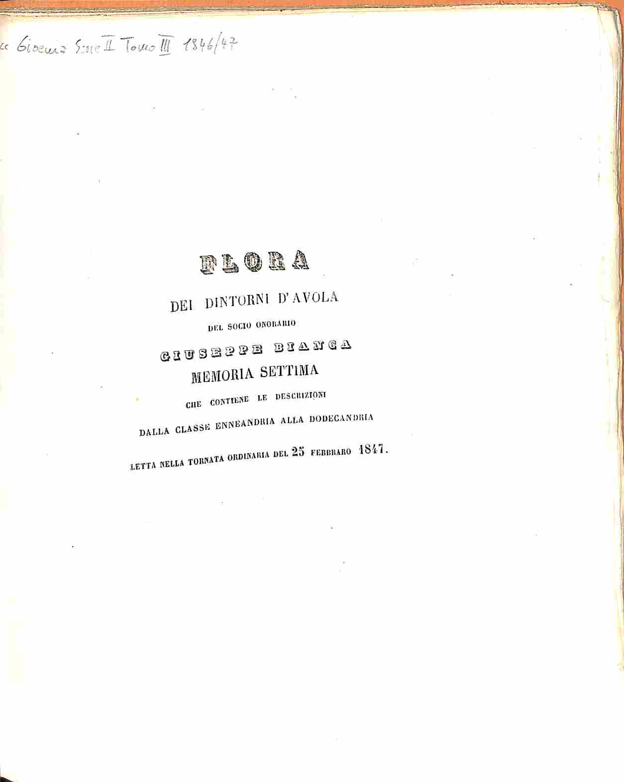 Flora dei dintorni di Avola Memoria settima che contiene le …