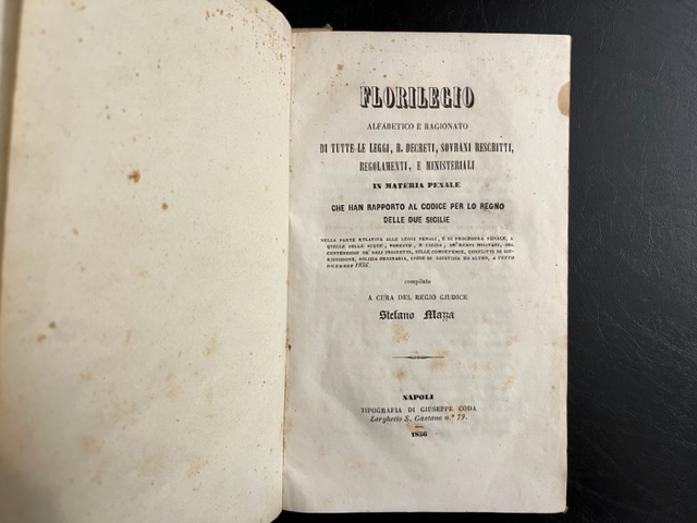 Florilegio alfabetico e ragionato di tutte le leggi, R. Decreti, …