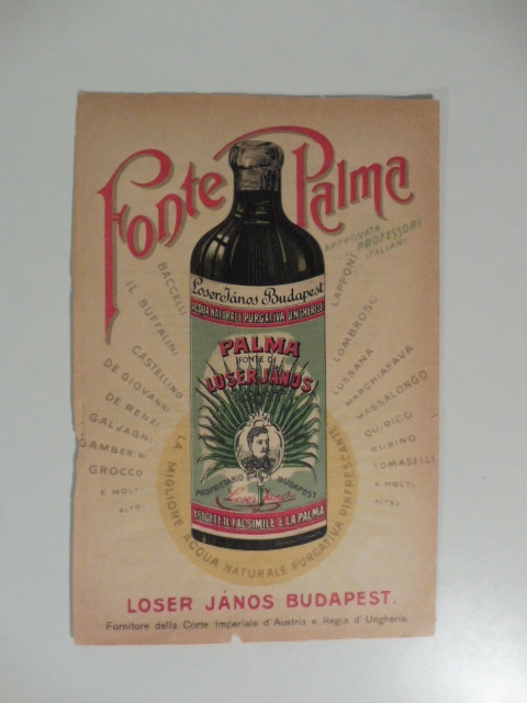 Fonte Palma. Acqua naturale purgativa ungherese. Foglio pubblicitario