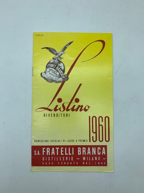 Fratelli Branca. Confezioni speciali di lusso a premio. Listino rivenditori …