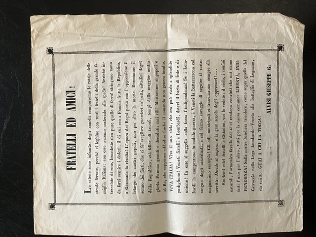 Fratelli ed amici. Le catene sono infrante.