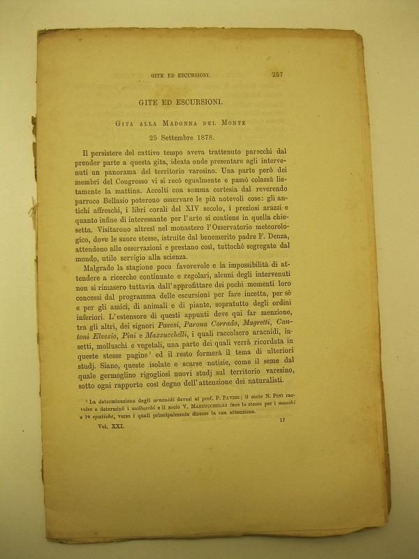 Gite ed escursioni. Estr. da: Settima riunione strordinaria in Varese