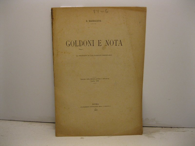 Goldoni e Nota (a proposito di due famiglie esemplari). Estratto …