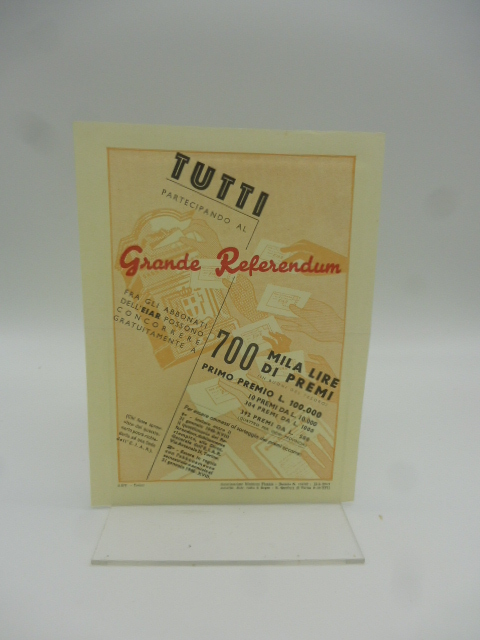 Grande Referendum fra gli abbonati dell'Eiar 700 mila lire di …