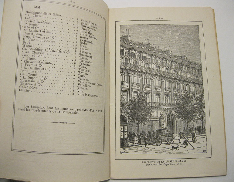 Gresham compagnie anglaise d'assurances sur la vie etablie en 1848