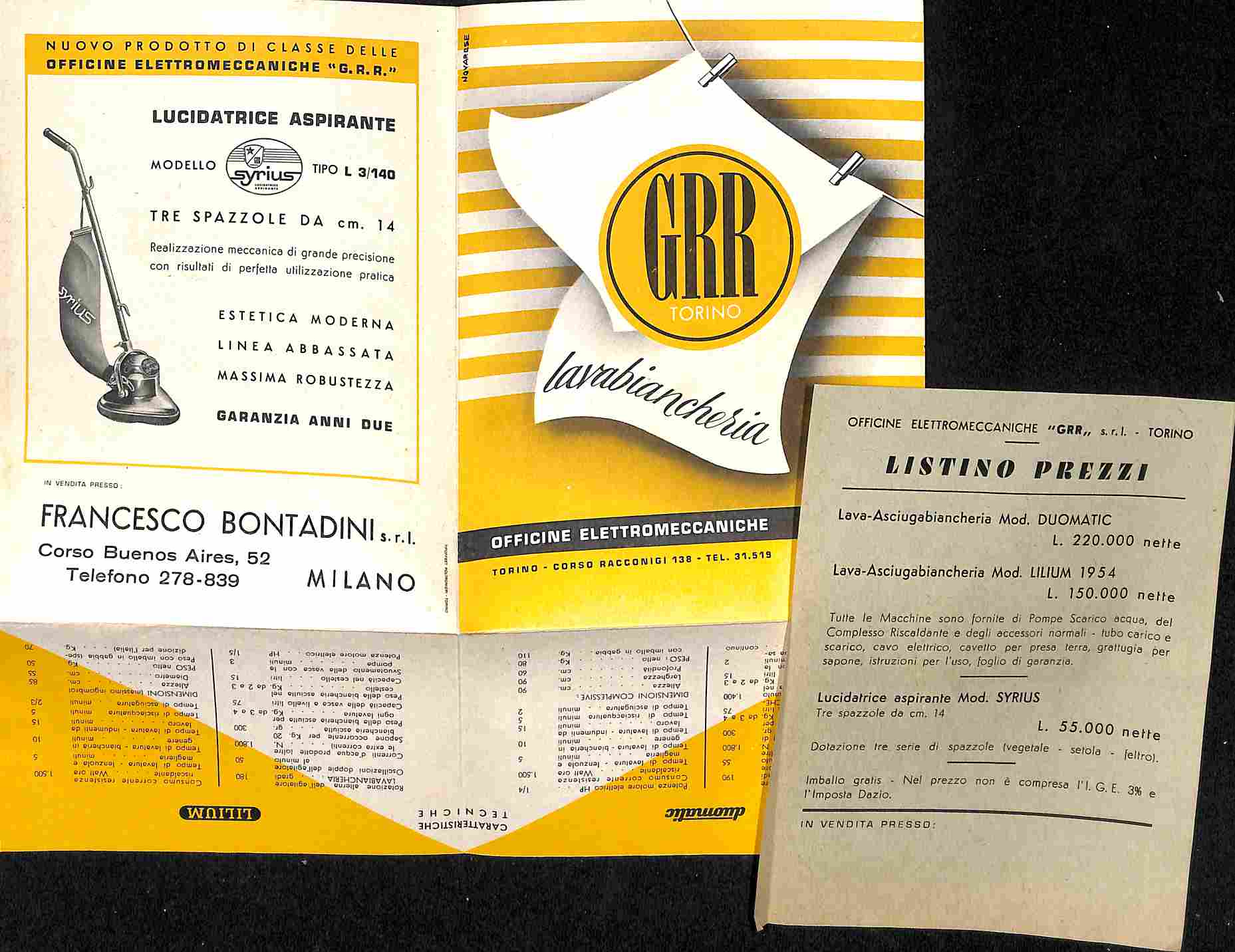 GRR, Torino. Officine elettromeccaniche. Lavabiancheria (pieghevole pubblicitario)