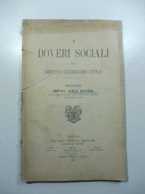 I doveri sociali del diritto giudiziario civile. Studio