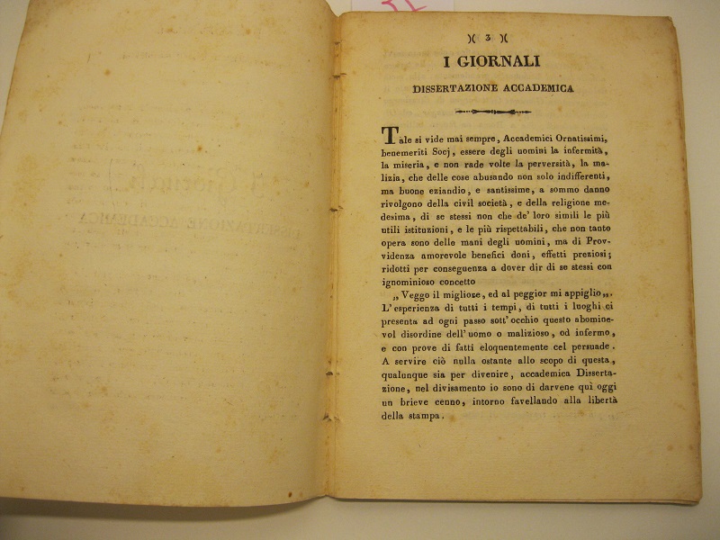 I giornali. Dissertazione accademica