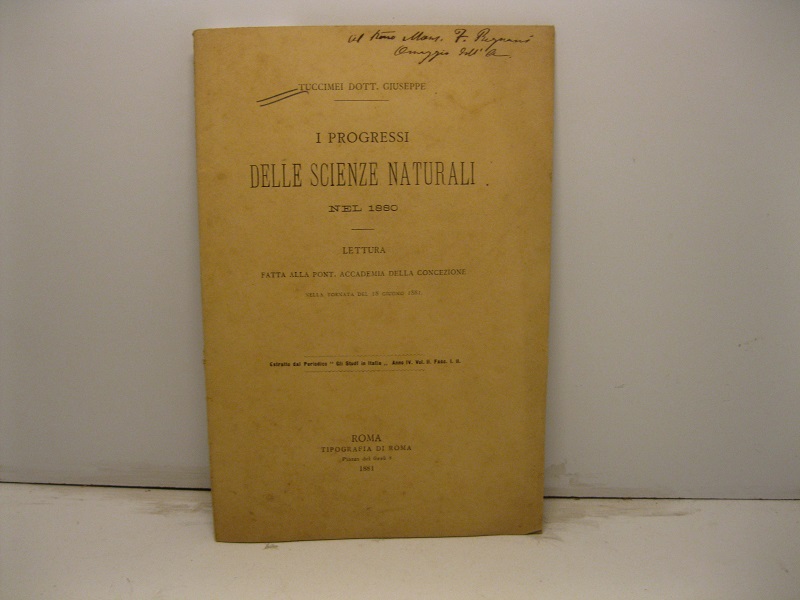 I progressi delle scienze naturali nel 1880. Lettura fatta alla …