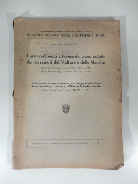 I provvedimenti a favore dei paesi colpiti dai terremoti del …