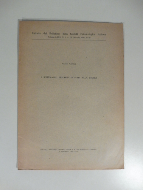 I sistematici italiani davanti alla storia