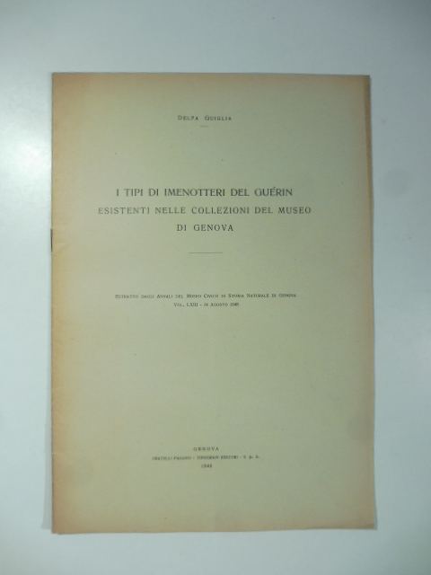 I tipi di imenotteri del Guerin esistenti nelle collezioni del …