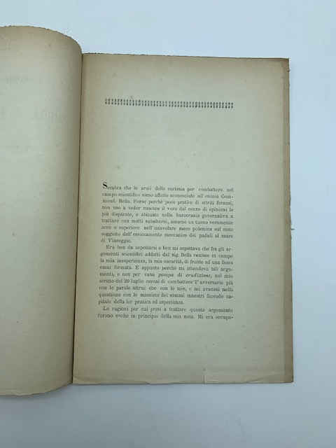Il bonificamento del Padule di Massaciuccoli. Replica dell'Ing. Castruccio Paoli …