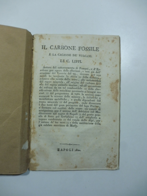 Il carbone fossile e' la cagione de' vulcani di C. …