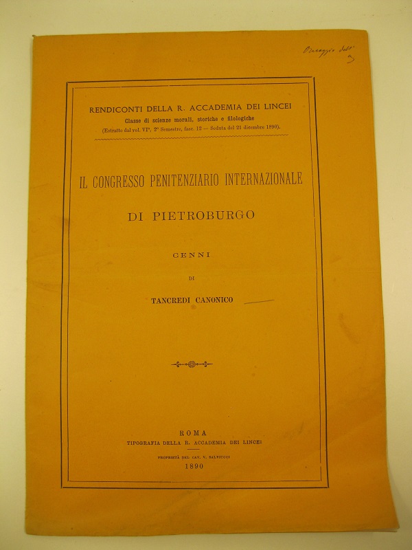 Il congresso penitenziario internazionale di Pietroburgo. Cenni