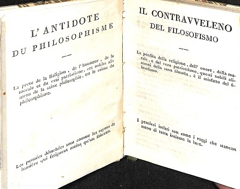 Il contravveleno del filosofismo. L'antidote du philosophisme.