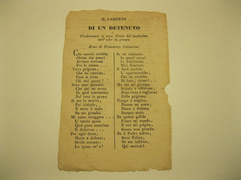 Il lamento di un detenuto condannato in vita. Gioia del …