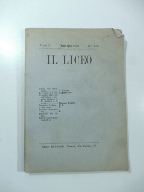 Il Liceo, anno II, marzo-aprile 1883, n. 3-4