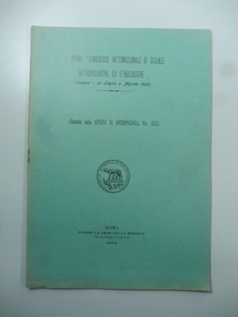 Il primo Congresso internazionale di Scienze antropologiche ed etnologiche
