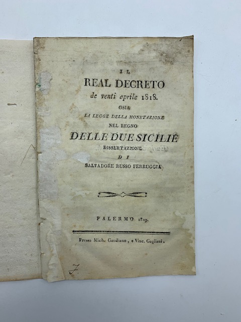Il real decreto de venti aprile 1818 ossia la legge …