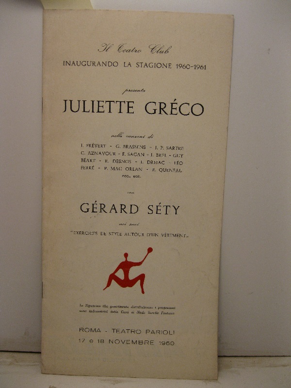 Il Teatro Club inaugurando la stagione 1960-1961 presenta Juliette Greco …