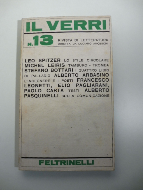 Il Verri. Rivista di letteratura diretta da Luciano Anceschi, n. …