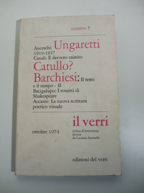 Il Verri. Rivista di letteratura diretta da Luciano Anceschi, n. …