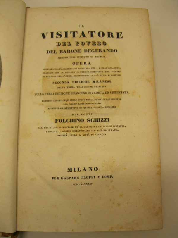 Il visitatore del povero del Barone Degerando membro dell'istituto di …