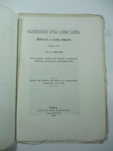 Illustrazione d'una lapide latina ritrovata a Castel Porziano. Discorso letto …