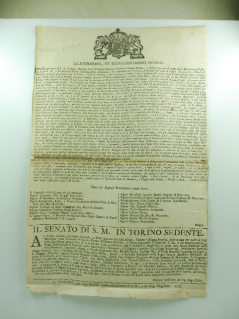 Illustrissimi et eccellentissimi signori esponesi per parte di S. E. …
