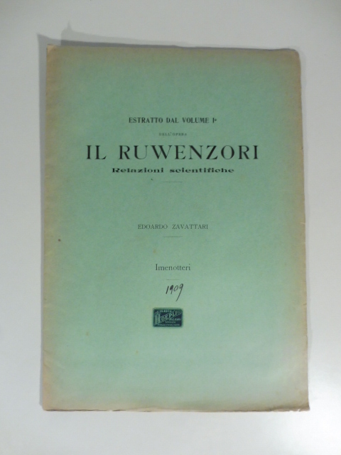 Imenotteri. Estratto dal volume I dell'opera Il Ruwenzori. Relazioni scientifiche