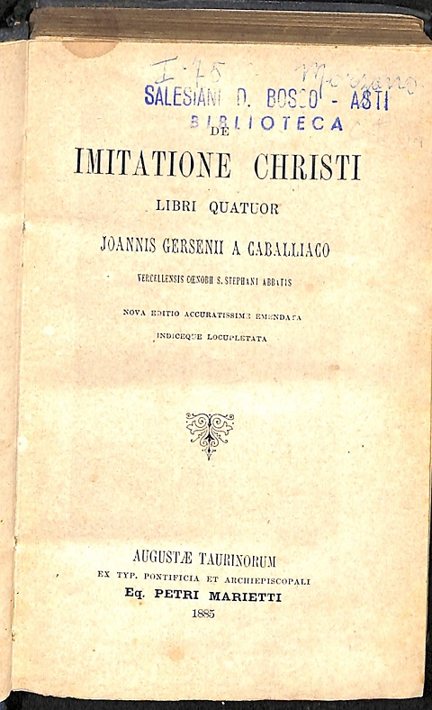 Imitatione Christi libri quatour Joannis Garsenii a Caballiaco
