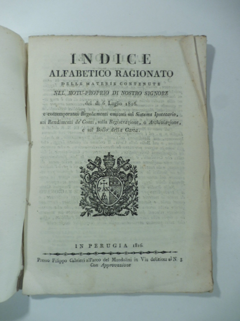 Indice alfabetico ragionato delle materie contenute nel motu-proprio di nostro …