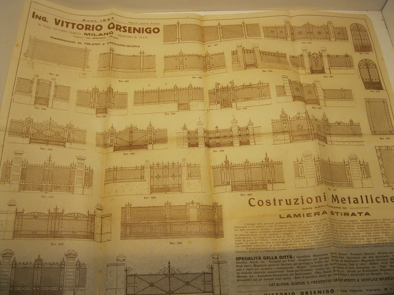 Ing. Vittorio Orsenigo. Stabilimento in Milano e Fagnano-Olona. Insegne metalliche …