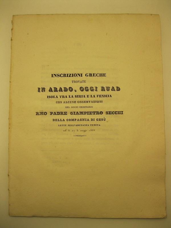Inscrizioni greche trovate in Arado, oggi Ruad. Isola tra la …