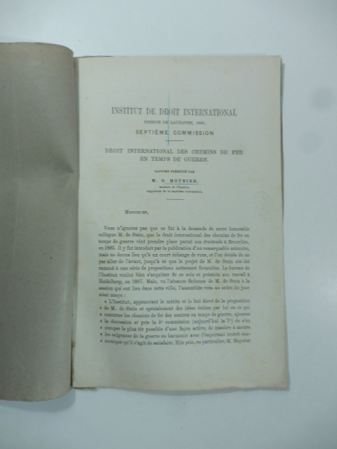 Institut de Droit International. Droit international des chemins de fer …