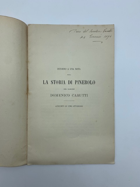 Intorno a una nota sopra la storia di Pinerolo del …