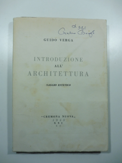 Introduzione all'architettura. Saggio estetico